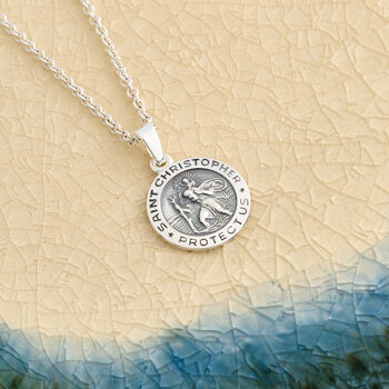 Personalised St Christopher Small Silver Necklace, 4 of 12