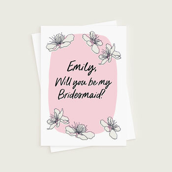 Floral Be My Bridesmaid Personalised Card, 2 of 2