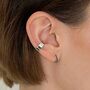 Huggie Hoop Earrings With Black Stones, thumbnail 1 of 10