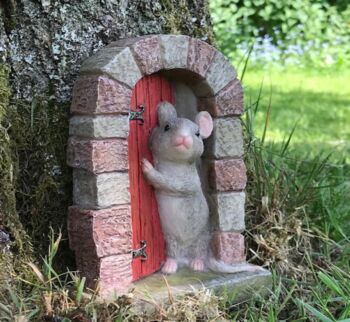 Mouse Opening Red Door Fairy Garden Decoration With Bag, 2 of 4