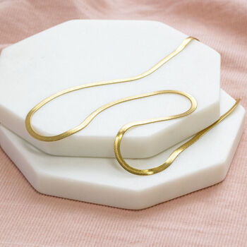 Gold Plated Base Layering Flat Snake Chain, 3 of 9