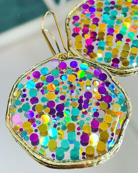 Super Sparkly Disco Earrings Hand Made Large, 4 of 12