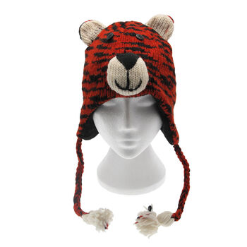 Tiger Hand Knitted Woollen Animal Hat, 4 of 6