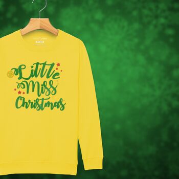 'Little Miss Christmas' Glittery Girls Christmas Jumper Sweatshirt, 9 of 12