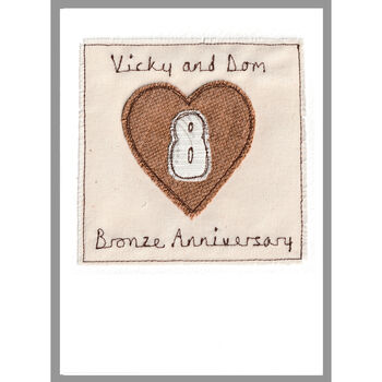 Personalised 8th Or 19th Bronze Anniversary Card, 8 of 9