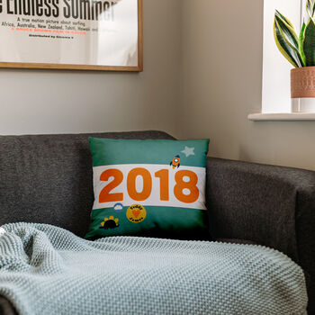 Personalised Birth Year Cushion With Icons, 3 of 6