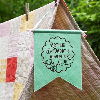 Personalised Daddy And Me Adventure Club Pennant Flag, Gift For Dad, 4 of 6