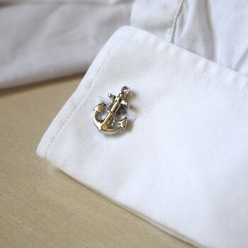Anchor Silver Cufflinks Gift For Men 316 L Stainless Steel Nautical Accessory, 3 of 6