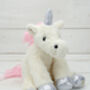Unicorn Soft Toy With Personalised Engraved Heart, thumbnail 2 of 7