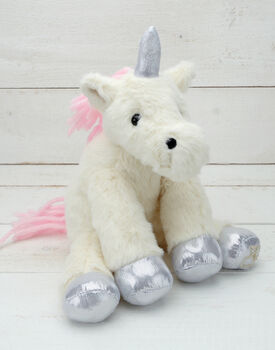 Unicorn Soft Toy With Personalised Engraved Heart, 2 of 7