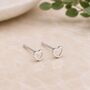 Tiny Sterling Silver Open Love Heart Stud Earrings, thumbnail 2 of 9