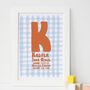 New Baby Personalised Gingham Print, thumbnail 2 of 3