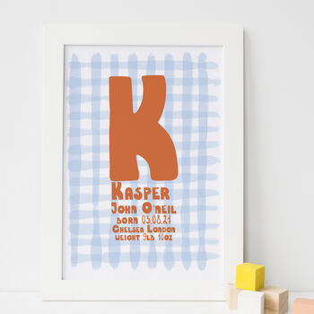 New Baby Personalised Gingham Print, 2 of 3