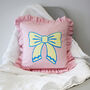 Frilled Striped Cotton Bow Cushion, thumbnail 10 of 10