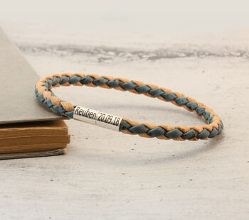 Personalised Sterling Silver Cork Bracelet Natural/Blue, 3 of 8