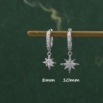 Cz Starburst Huggie Hoop Earrings, 5 of 12