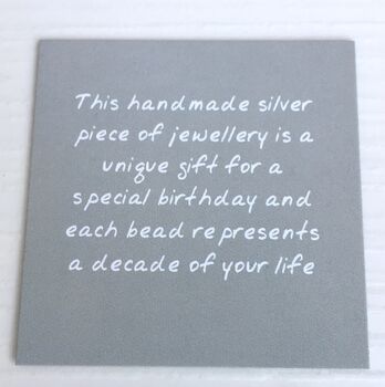 50th Birthday Sparkly Beads Handmade Silver Bangle, 4 of 5