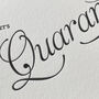 'Quarantine' Script Valentine Letterpress Card, thumbnail 2 of 2