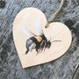 Bumble Bee Wooden Hanging Heart Decoration, thumbnail 1 of 3