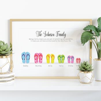Personalised Family Print With Flip Flops, 3 of 8