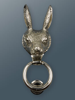 Brass Hare Door Knocker Nickel Finish, 2 of 8