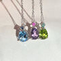 Emerald And Peridot Pear Cut Pendant Necklace In Sterling Silver And Gold Vermeil, thumbnail 10 of 10