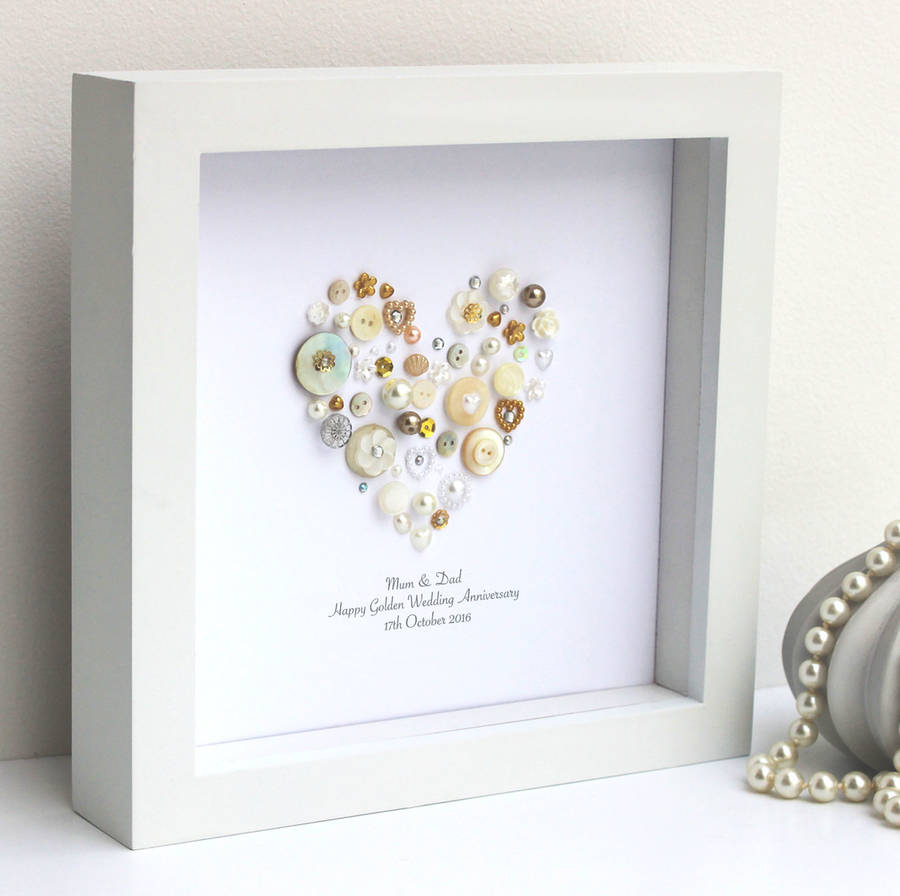 personalised golden anniversary heart artwork by sweet dimple ...