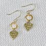 Sterling Silver Heart Drop And Brass Earrings, thumbnail 3 of 5