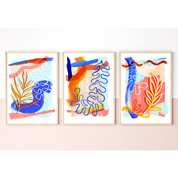 Orange And Blue Abstract Print Set Of Three, 9 of 12