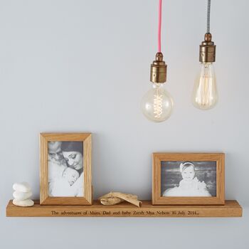 Personalised Solid Oak Shelf With Optional Oak Frames And Print Service, 2 of 7