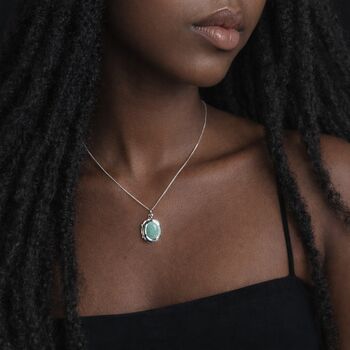 Personalised Sterling Silver Amazonite Gemstone Locket Necklace, 2 of 8