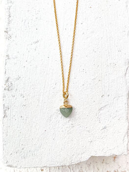 Aventurine Heart Necklace 18k Gold Plated Christmas Gift Present, 2 of 5