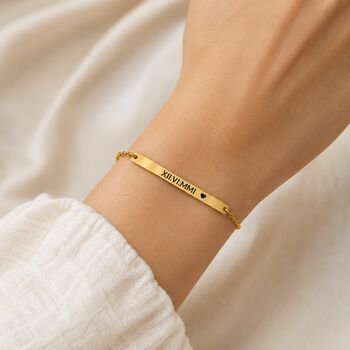 Personalised Curve Bar Bracelet Engrave Name Symbol, 5 of 10