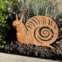 Snail Or Frog Garden Art With Marble Eyes Bare Metal Ready To Rust, thumbnail 2 of 2