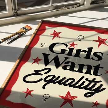 Girls Want Equality Feminist Wall Art Print, 7 of 9