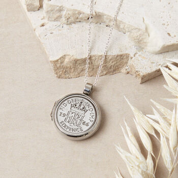80th Birthday 1946 Sixpence Locket Necklace, 2 of 6