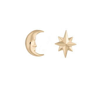 Gold Plated Moon And Star Stud Earrings, 7 of 7