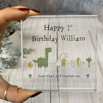 Personalised Birthday Acrylic Block Dinosaur Design, 4 of 6