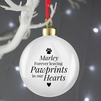 Personalised Pawprints Memorial Bauble, 3 of 3