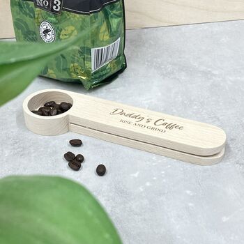 Personalised Wooden Coffee Clip And Scoop, 2 of 6