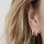 Sterling Silver Cz Double Hoop Huggies, thumbnail 1 of 6