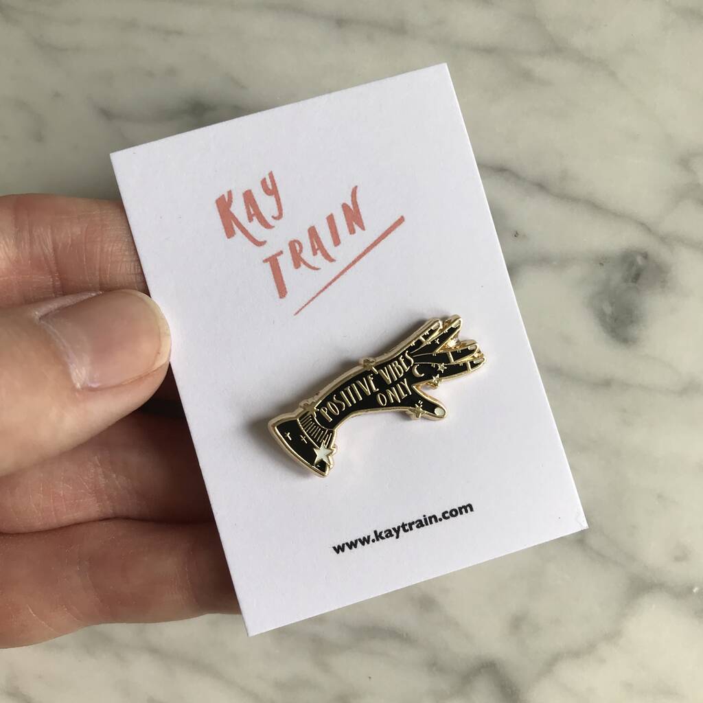 Positive Vibes Only Enamel Pin Badge, 1 of 3