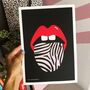 Kiss Me Wild Graphic Lips Art Print, thumbnail 3 of 6