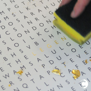 Personalised Word Search Silkscreen Print In 24ct Gold, 3 of 8