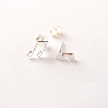 Sterling Silver Music Note Earrings Gift For Music Teacher With Thank You Quote, 3 of 6
