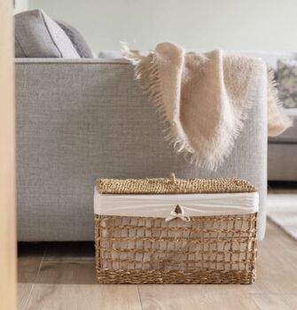 Natural Seagrass Lidded Storage Basket, 4 of 5