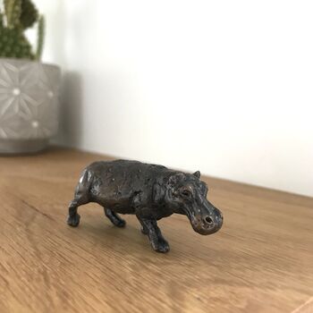 Miniature Bronze Hippo Sculpture 8th Anniversary Gift, 9 of 12