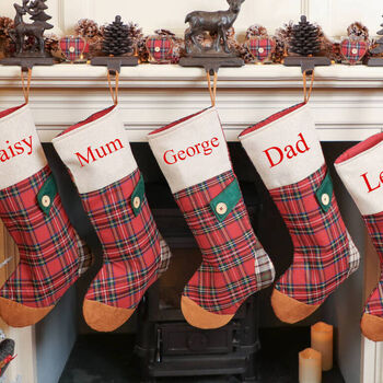 Personalised Red Tartan Patchwork Stocking, 3 of 7