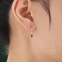 Tiny Emerald Green Cz Drop Earrings In Sterling Silver, thumbnail 6 of 9