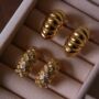 Vintage 1980s Gold Croissant Clip On Earrings, thumbnail 2 of 2